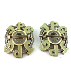 GAULTIER * Gorgeous massive vintage enamel &quot;JPG&quot; clip on earrings