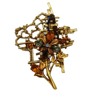 CHRISTIAN LACROIX * Vintage Jewelled Floral Brooch
