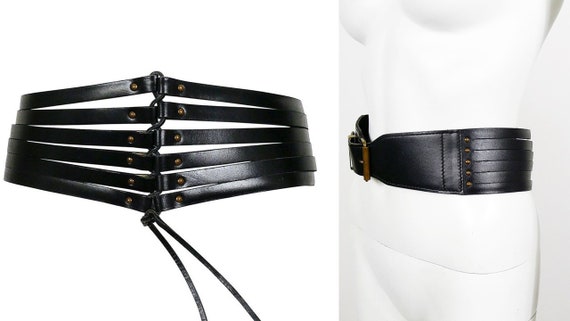 ALAIA * Vintage Black Leather Corset Belt