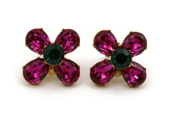 YVES SAINT LAURENT * Vintage Jewelled Flower Clip… - image 4