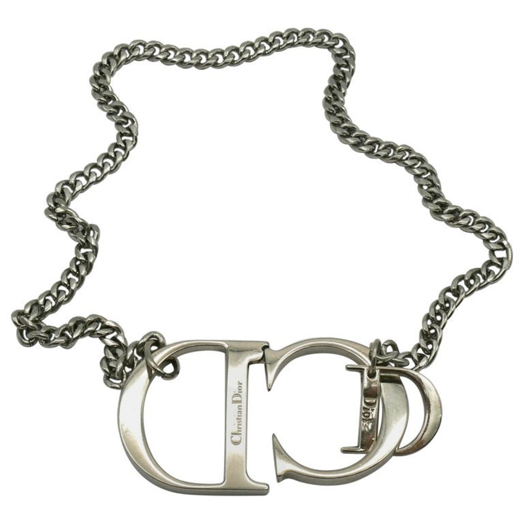 Authentic Vintage Dior Oblique Silver Trotter Necklace