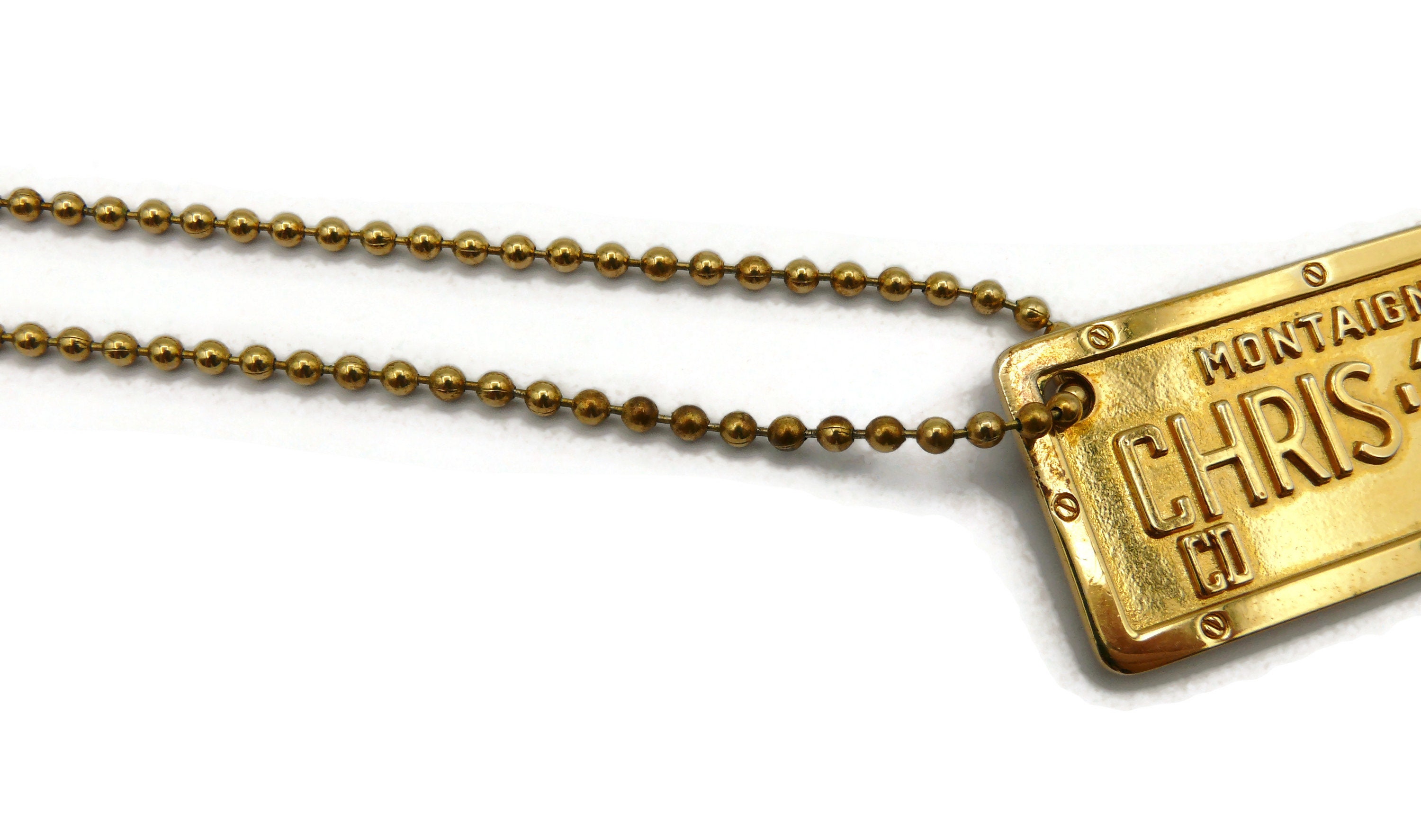 CHRISTIAN DIOR by John Galliano * Gold Tone Dog Tag Pendant