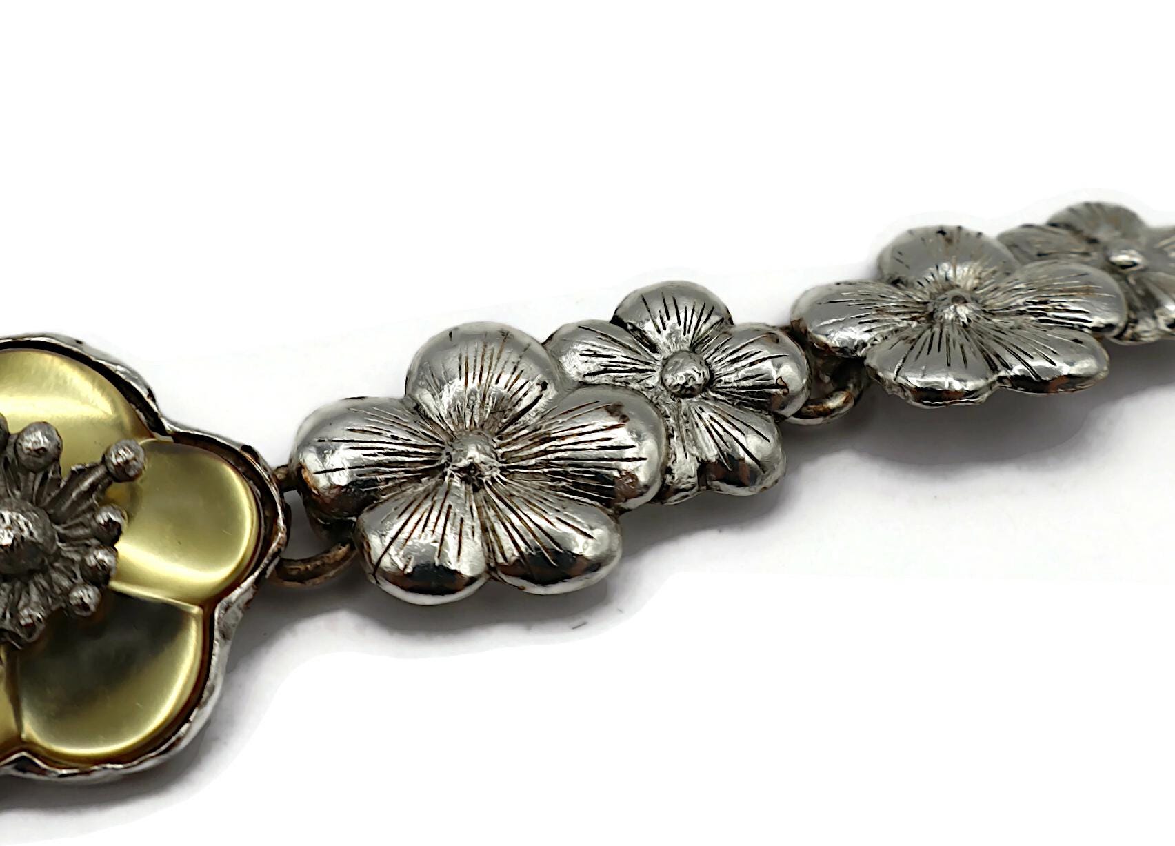 Vintage Silver Tone Resin Flower Necklace Kenzo - Etsy