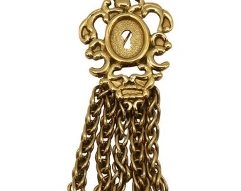 Broche Vintage Signée Rochas - Métal Doré Avec Cabochons - Occasion Bon état