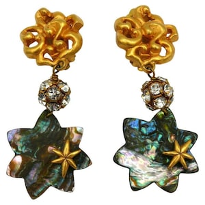 CHRISTIAN LACROIX * Orecchini pendenti vintage con stella iridescente