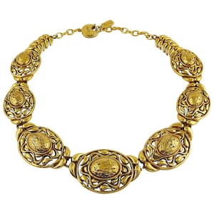 YVES SAINT LAURENT * Ysl * Vintage Textured Nugget Oval Swirl Necklace
