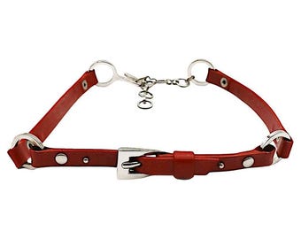 Red Leather Choker Necklace Christian Dior by John Galliano