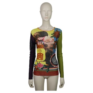 JEAN PAUL GAULTIER * Vintage Japanese Print Sheer Mesh Top Size S