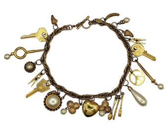 MOSCHINO * Iconic Vintage Gold Tone Charm Necklace
