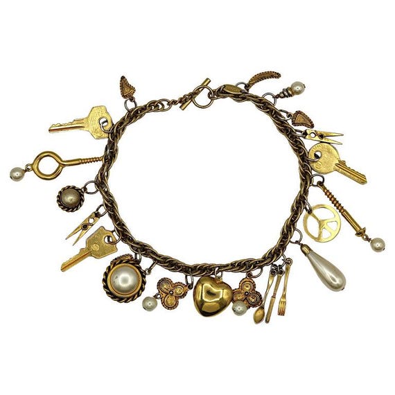 MOSCHINO * Iconic Vintage Gold Tone Charm Necklace - Etsy