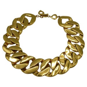 YVES SAINT LAURENT * Important Collier Maille Gourmette Métal Doré Vintage