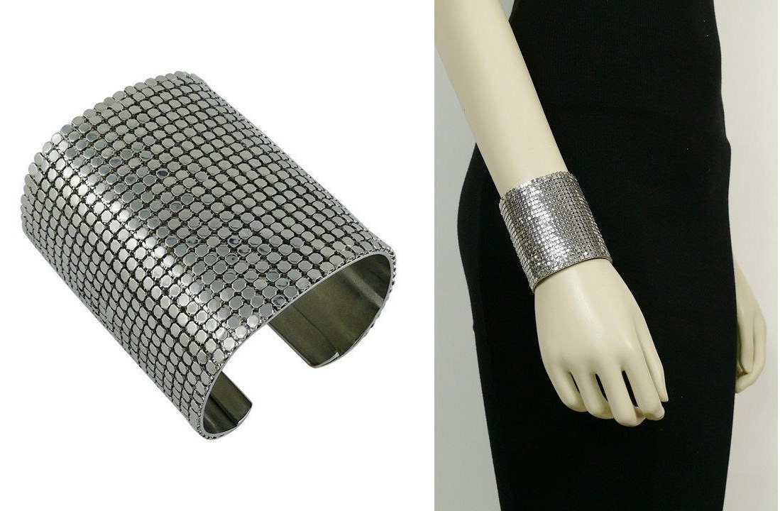 Paco Rabanne | Women Manchette Crystal Motif Cuff Bracelet Silver Unique