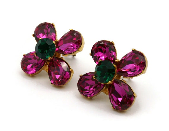 YVES SAINT LAURENT * Vintage Jewelled Flower Clip… - image 5