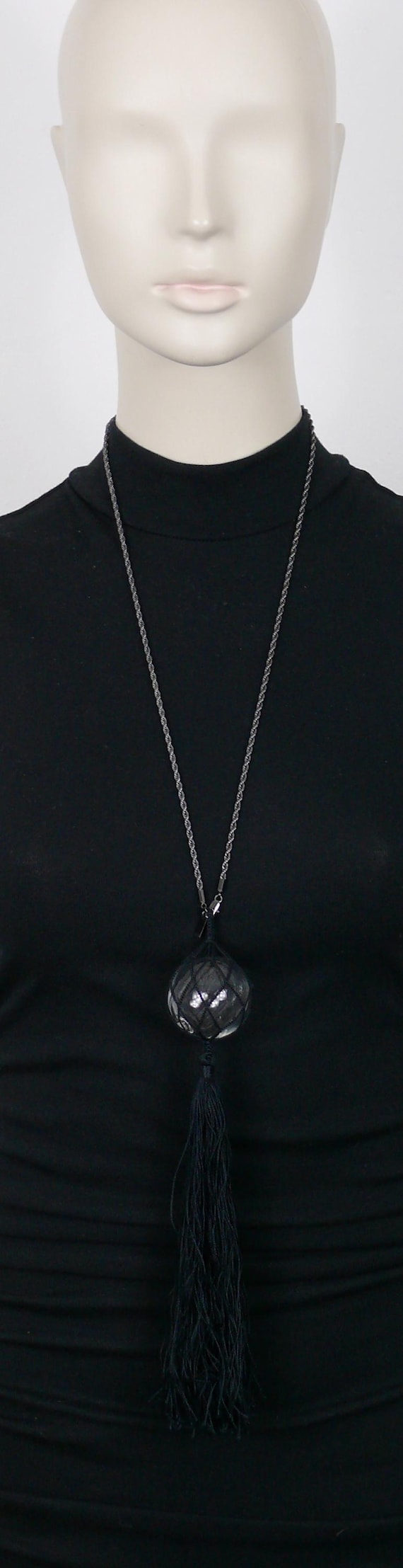 アクセサリー JEAN PAUL GAULTIER necklace Glass Cord JEAN PAUL GAULTIER * Glass Ball Net Tassel Pendant Necklace