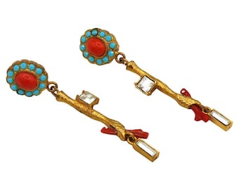 Vintage Jewelled Dangling Earrings Christian Lacroix