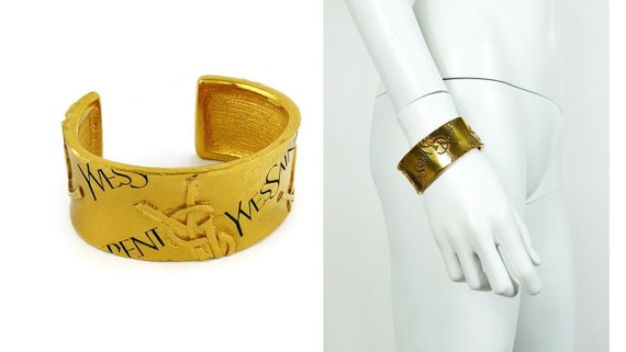 YVES SAINT LAURENT * Vintage Signature Logo Cuff … - image 1