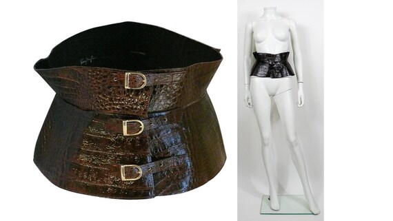YVES SAINT LAURENT * Vintage Brown Corset Belt