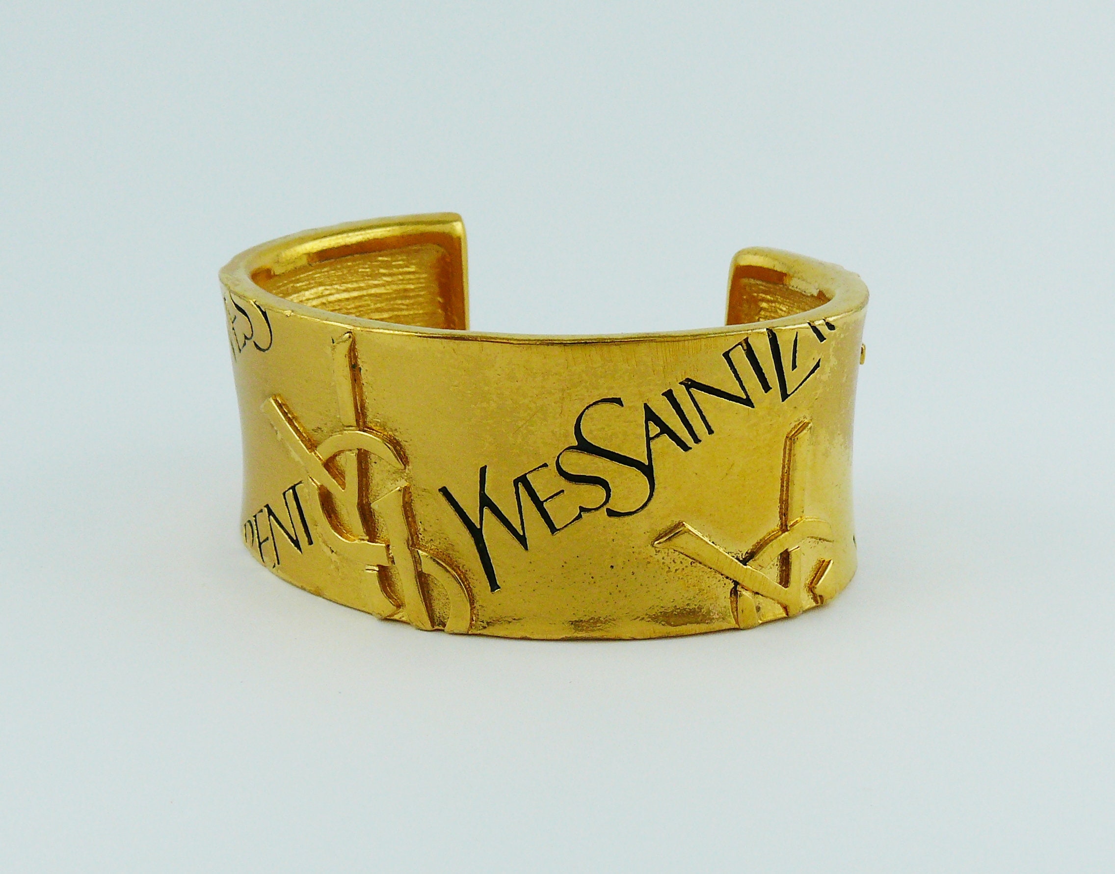 YVES SAINT LAURENT * Vintage Signature Logo Cuff Bracelet - Etsy