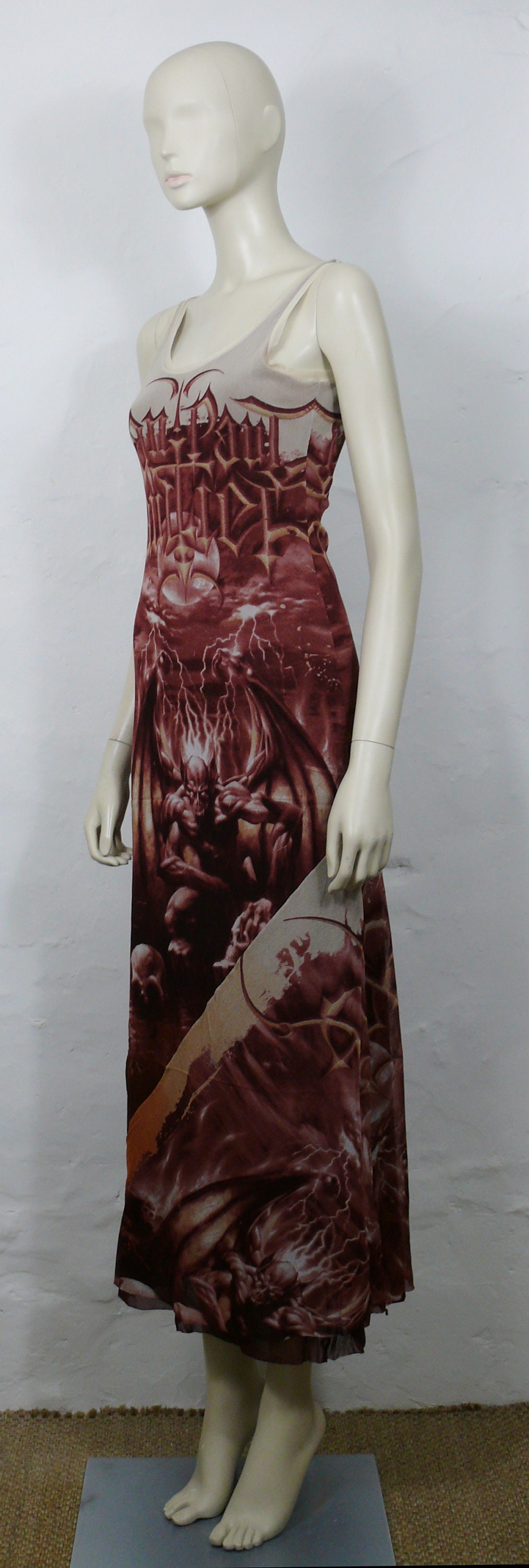 JEAN PAUL GAULTIER * Vintage Semi Sheer Devil Demon Inferno Dress 