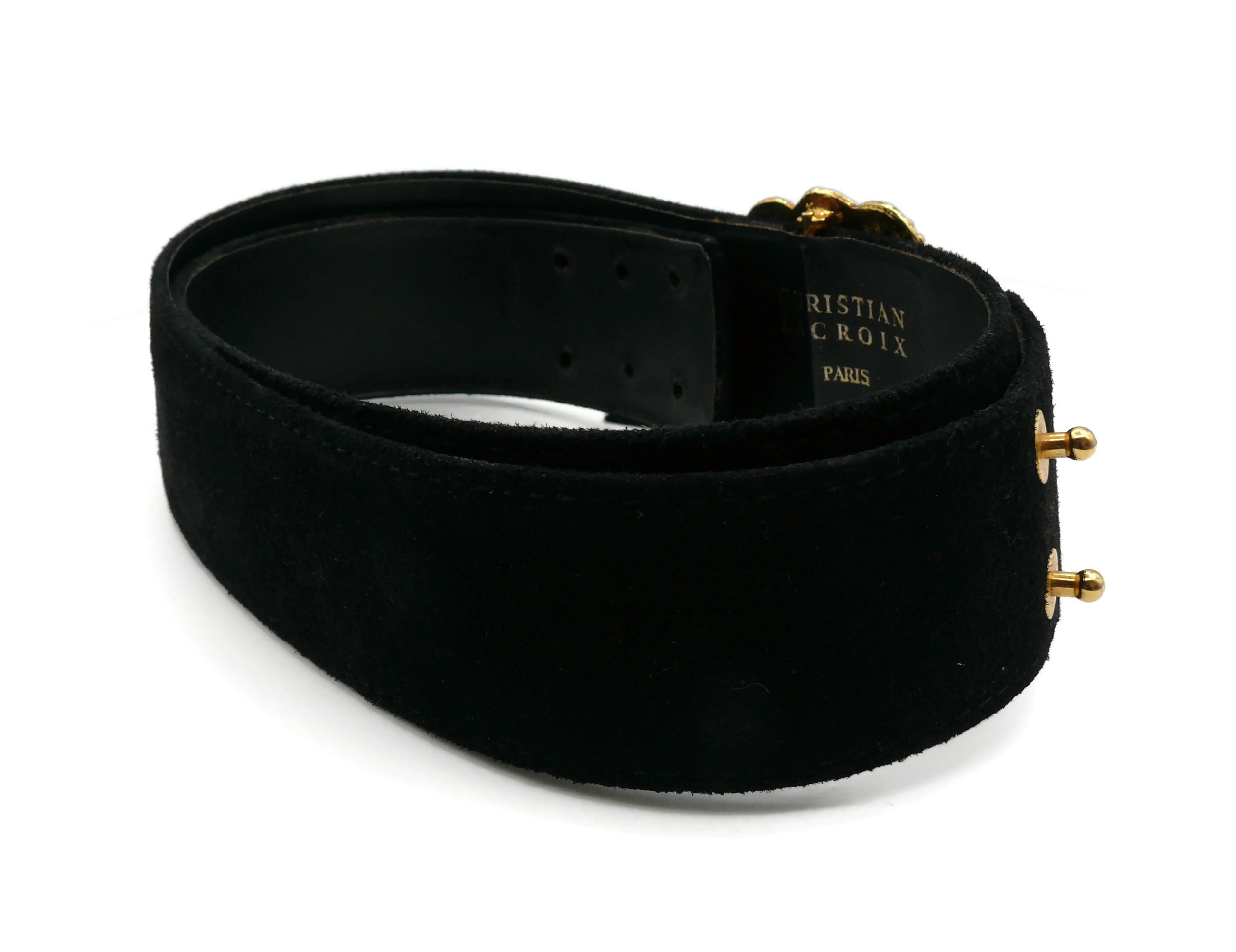 CHRISTIAN LACROIX * Vintage Suede Leather Belt With Jewelled  display picture 2