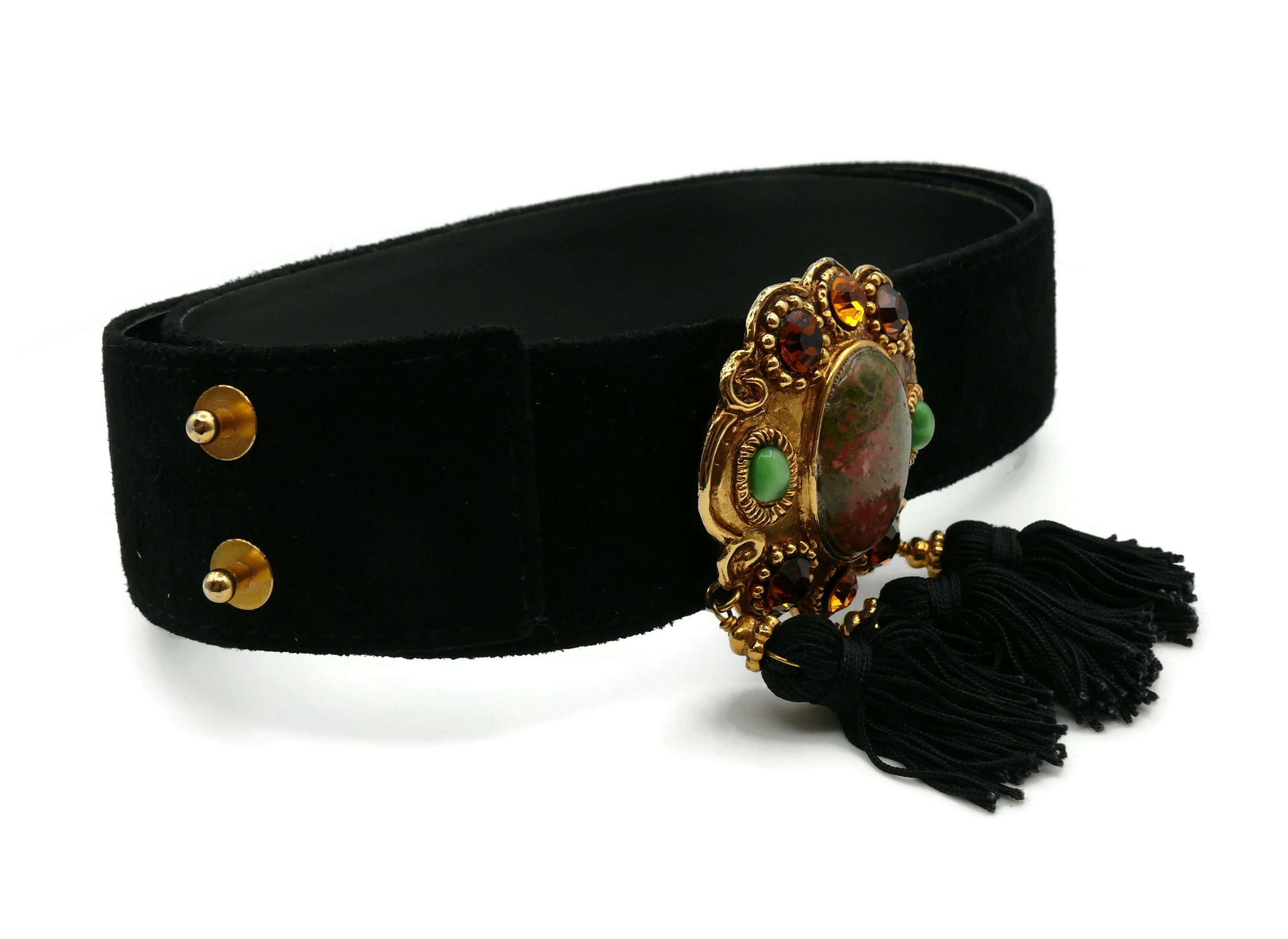 CHRISTIAN LACROIX * Vintage Suede Leather Belt With Jewelled  display picture 3