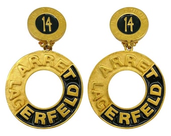 Vintage 14 Blvd de la Madeleine Dangling Earrings Karl Lagerfeld