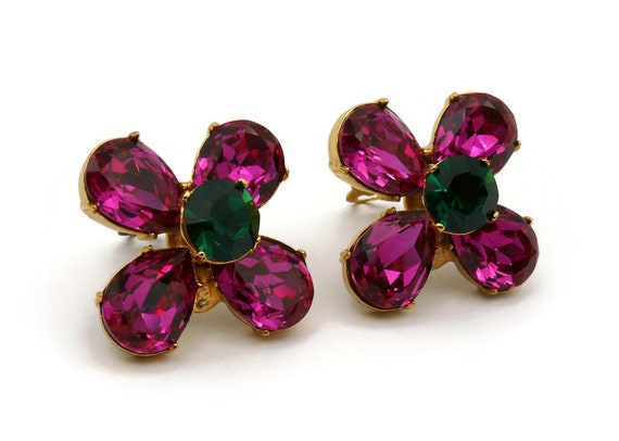 YVES SAINT LAURENT * Vintage Jewelled Flower Clip… - image 3