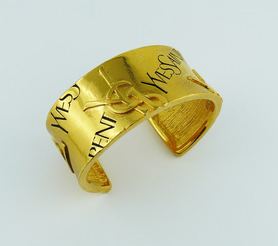 YVES SAINT LAURENT * Vintage Signature Logo Cuff … - image 5