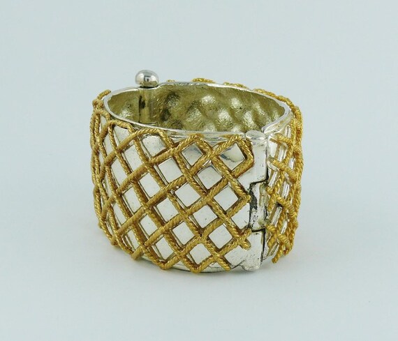 YVES SAINT LAURENT * Vintage Two Tone Grid Design… - image 5