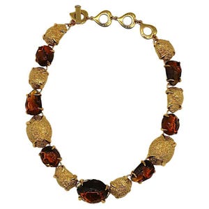 YVES SAINT LAURENT * Vintage Resin and Gold Tone Metal Necklace