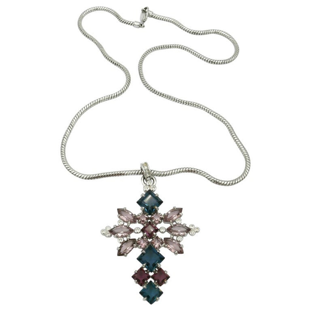 CHRISTIAN DIOR * Vintage Jewelled Cross Pendant Necklace - Etsy
