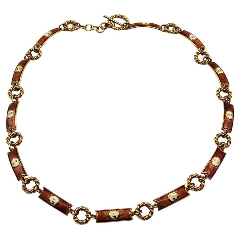 Gucci Rare Vintage Enamel 80s Chain Link Belt Vintage Gucci 1970s Enamel GG Infinity Chain Belt – Recess main image 4