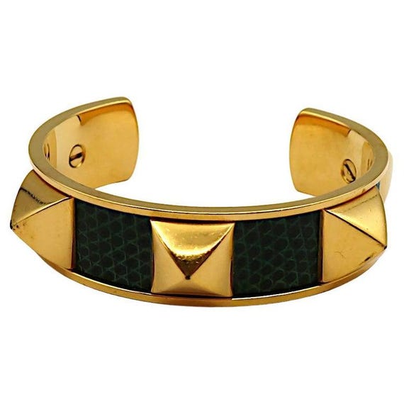 HERMES * Medor Green Leather Bangle Bracelet - Etsy