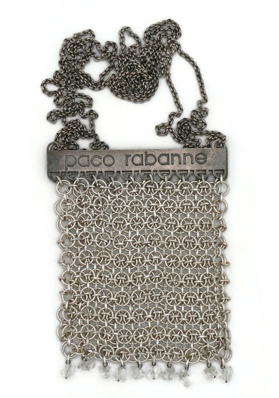 PACO RABANNE * Vintage Mini Silver Tone Chainmail… - image 1