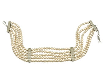 CHRISTIAN DIOR * Vintage mehrsträngige Halskette mit Kunstperlen