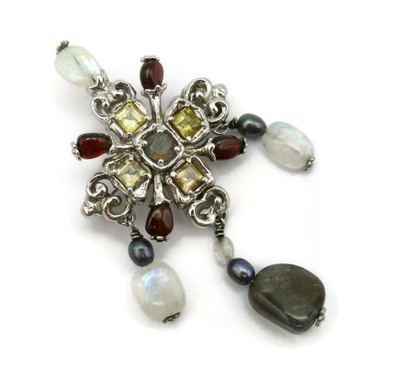 CHRISTIAN LACROIX * Vintage Jewelled Sterling Sil… - image 3