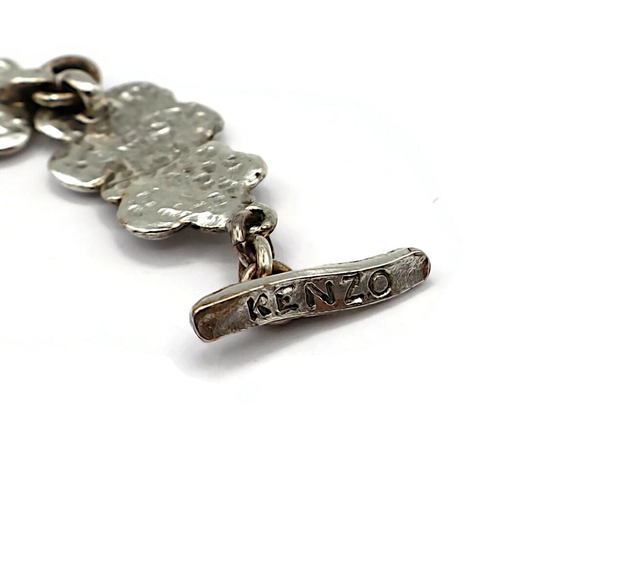 Vintage Silver Tone Resin Flower Necklace Kenzo - Etsy
