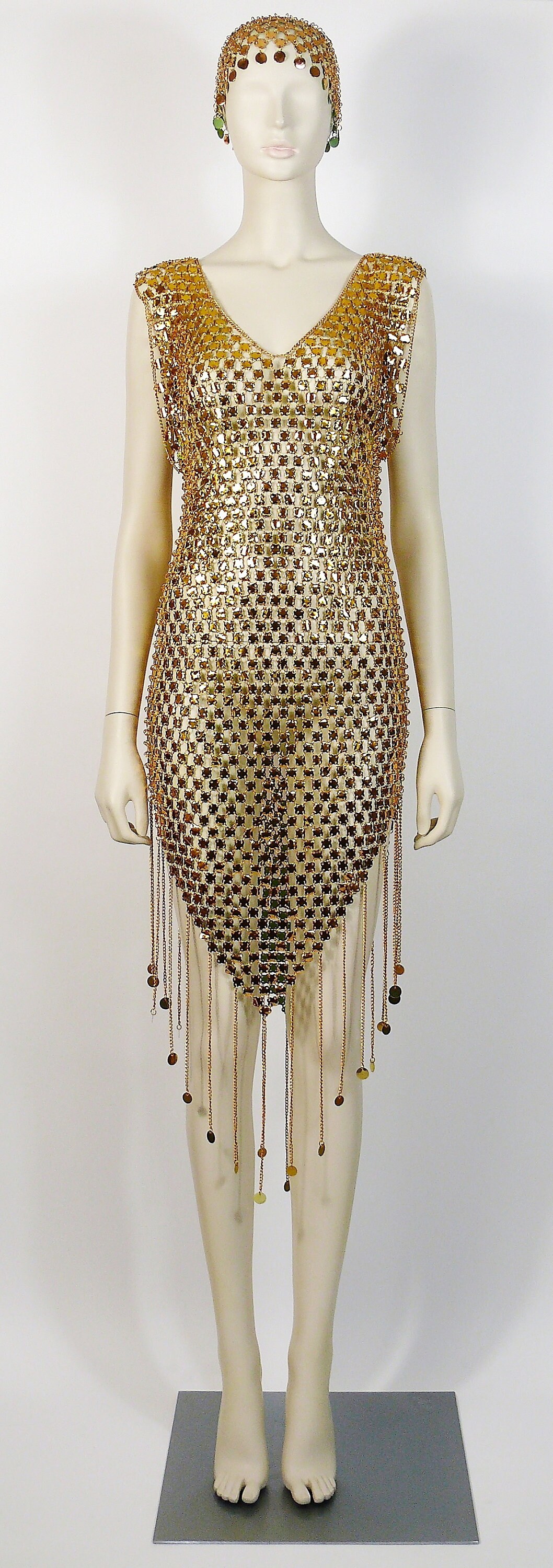 PACO RABANNE Probably Gorgeous 1970s Gold Toned Rhodhoid Chainmail ...