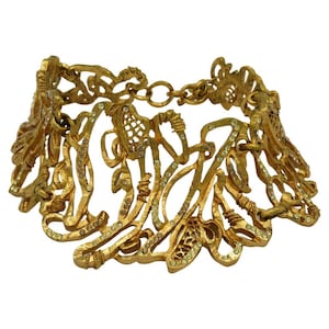 CHRISTIAN LACROIX * Collier Choker Métal Doré Vintage