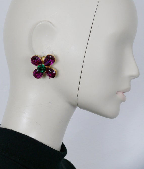 YVES SAINT LAURENT * Vintage Jewelled Flower Clip… - image 2