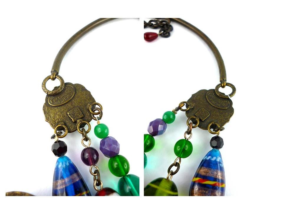 PHILIPPE FERRANDIS * Gorgeous Vintage Glass Bead and Charm