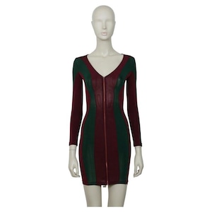 JEAN PAUL GAULTIER Junior * Vintage Grün/Bordeaux, figurbetontes Kleid