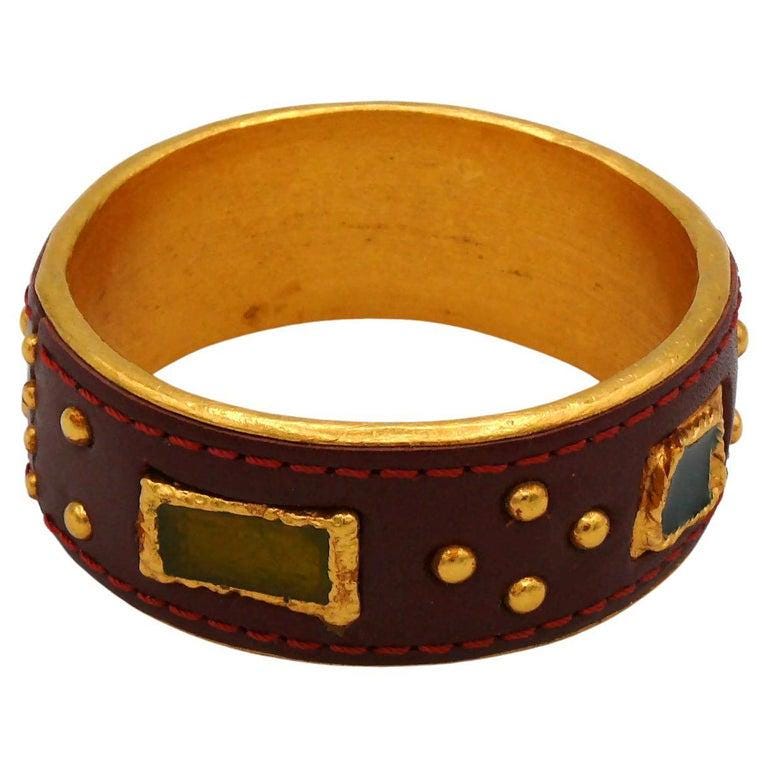 Christian Lacroix ラクロワ　ブレスレット CHRISTIAN LACROIX * ヴィンテージ スタッズ レザー ブレスレット