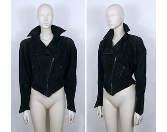 THIERRY MUGLER * Rare Veste Créature en Peau Daim Noire Vintage