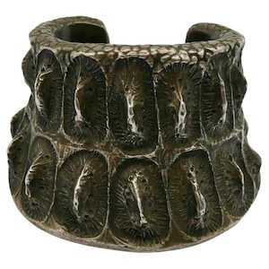 YVES SAINT LAURENT * Ysl * Rare Vintage Antiqued Silver Tone Cuff Bracelet