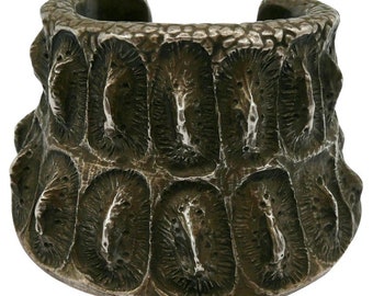 Vintage Antiqued Silver Tone Cuff Bracelet Yves Saint Laurent