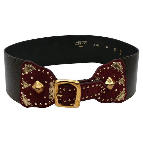 CHRISTIAN LACROIX * Vintage Wide Studded Leather Belt - Etsy display picture 1