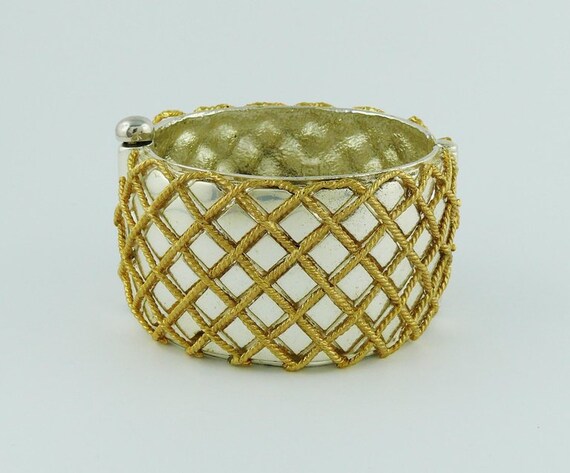 YVES SAINT LAURENT * Vintage Two Tone Grid Design… - image 4