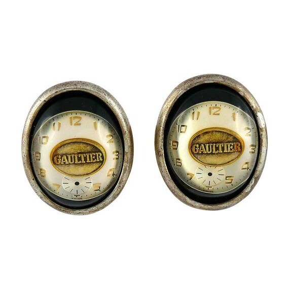 JEAN PAUL GAULTIER Vintage Steampunk Clock Dial Clip-on JEAN PAUL GAULTIER Vintage Steampunk Clock Dial Clip-on