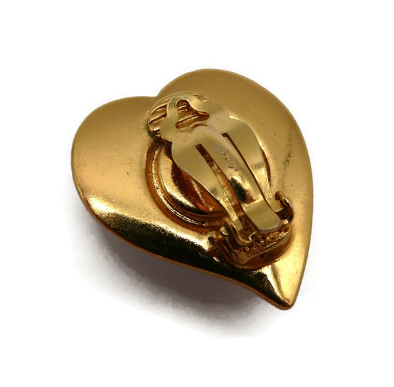 YVES SAINT LAURENT * Vintage Heart Clip-On Earrin… - image 8